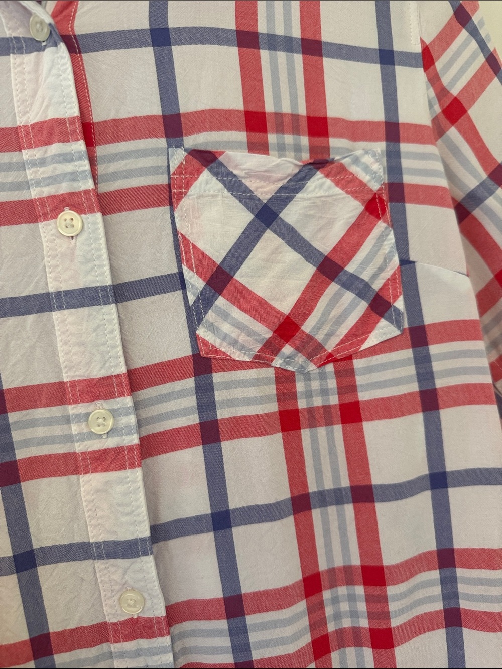 Banana Republic White, Red & Blue Plaid Button-Up Shirt - Picture 4 of 6